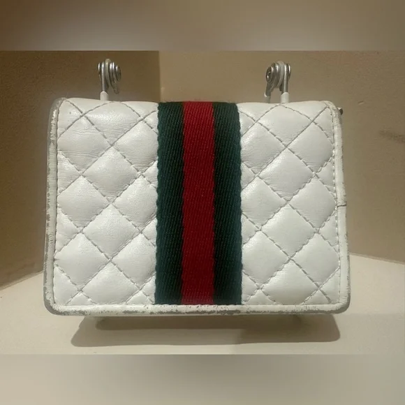 Gucci GG Marmont Sherry Leather Quilted BifoldWallet White
